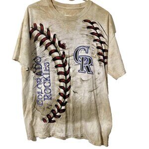 Liquid Blue Colorado Rockies Baseball T-Shirt Size Large